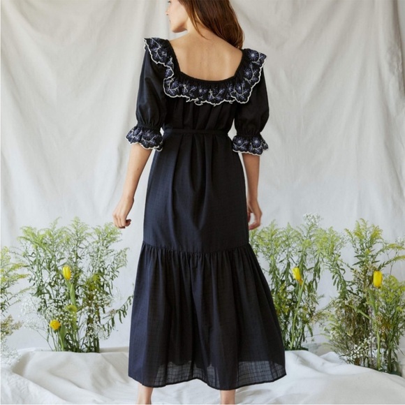 Christy Dawn Maggie peasant midi dress in midnight - Picture 3 of 6